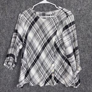 Habitat Shirt Womens size M Black White Plaid Woven